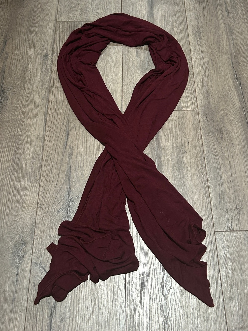 Womenโs Large Lightweight Burgundy Stretchy Fabric Scarf Wrap